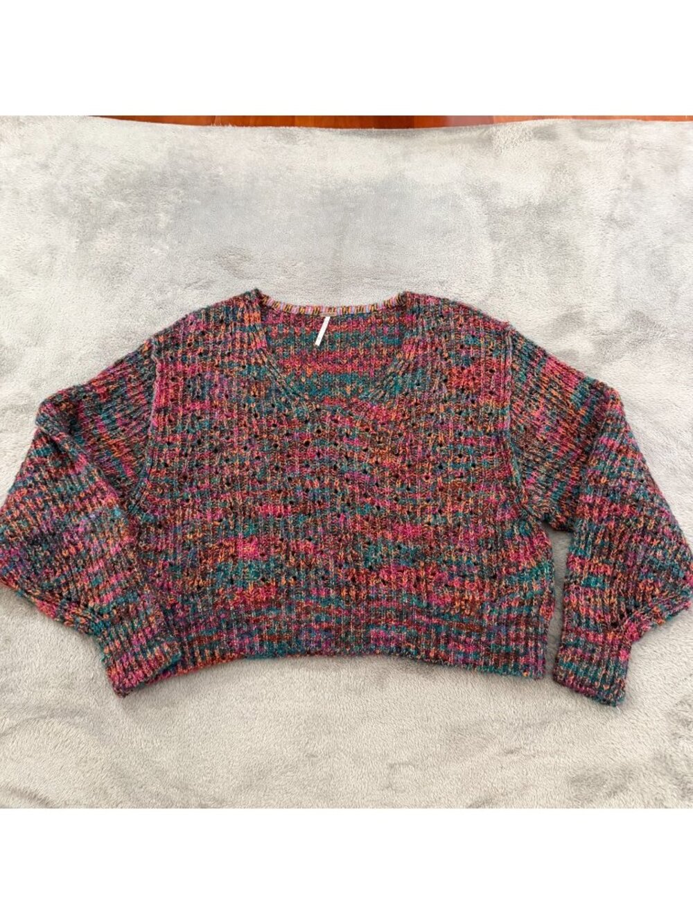 Free People Multicolor Highland V-neck Sweater Oversized XS